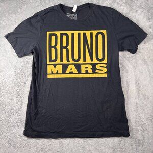 Bruno Mars 24K Magic World Tour TShirt Mens L Black Yellow Double Sided